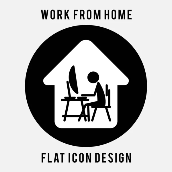 Travail Maison Travailler Maison Temps Travail Bureau Maison Icône Plate — Image vectorielle