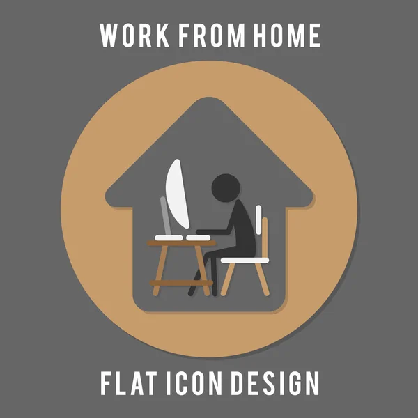 Work Home Work Home Working Time Office Home Flat Icon — Stock Vector