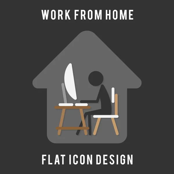 Travail Maison Travailler Maison Temps Travail Bureau Maison Icône Plate — Image vectorielle