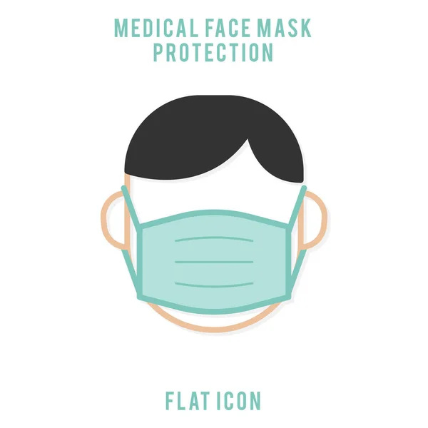 Medizinischer Mundschutz Maskenschutz Tragen Flaches Icon Design — Stockvektor