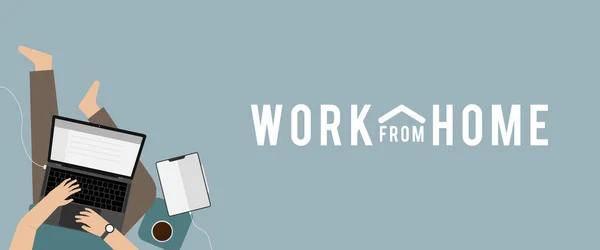 Δουλειά Από Σπίτι Δουλεύω Στο Σπίτι Κάθεται Εργασίας Φορητό Υπολογιστή — Διανυσματικό Αρχείο