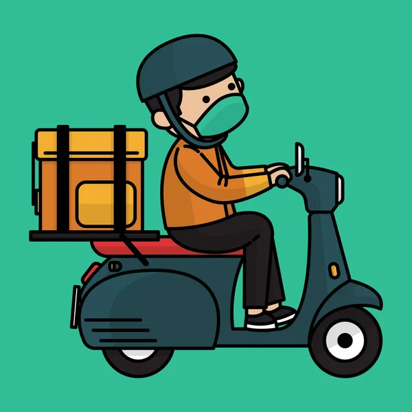 Zusteller Fahrer Biker Delivery Staff Flache Icon Design Illustrator — Stockvektor