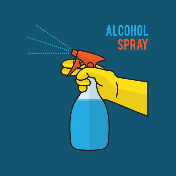 Spraying Bacterial Sanitizer Spray Hand Sanitizer Dispenser Concepto Control Infecciones — Vector de stock