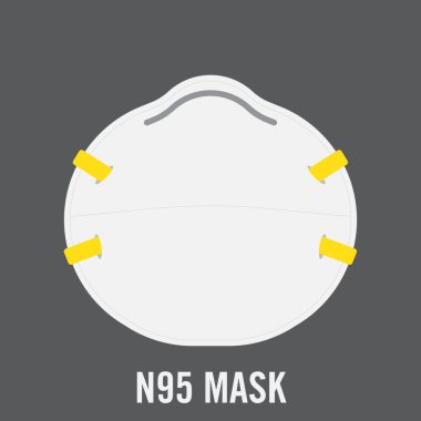 N95 Maske / Cerrahi Maske / Yüz Maskesi / Tıbbi. Vektör çizimi. N95 Maske, Solunum Koruma Maskesi, Sağlık Hizmetleri.