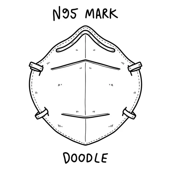 N95 Maske / Cerrahi Maske / Yüz Maskesi / Tıbbi. Karalama stili vektör illüstrasyonu. N95 Maske, Solunum Koruma Maskesi, Sağlık Hizmetleri.