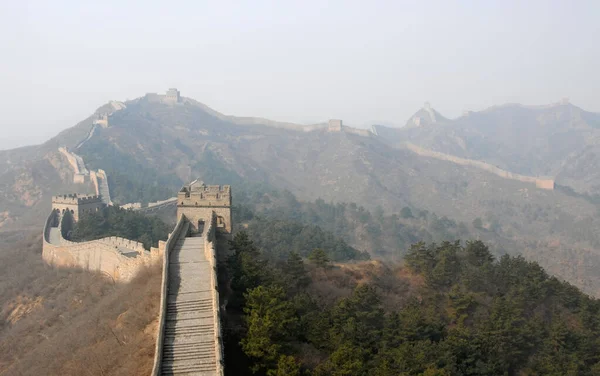 Great Wall China Section Great Wall Jinshanling Wild Part Scenic — стокове фото