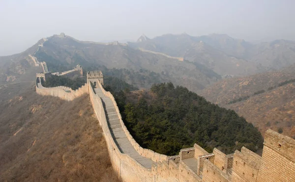 Great Wall China Section Great Wall Jinshanling Wild Part Scenic — стокове фото