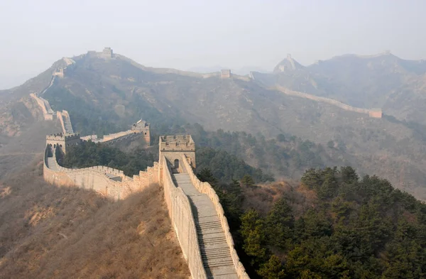 Great Wall China Section Great Wall Jinshanling Wild Part Scenic — стокове фото