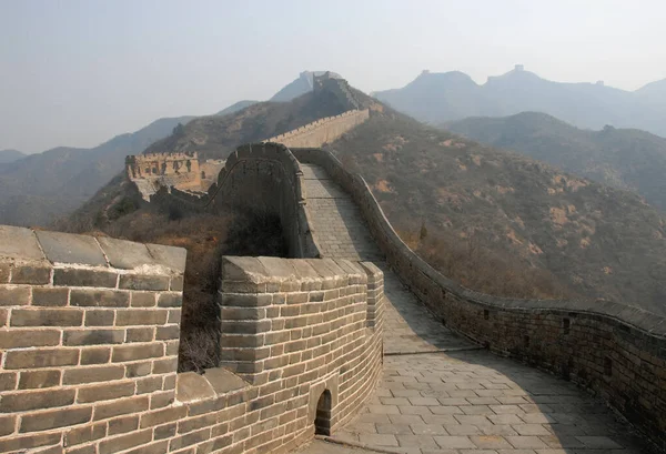 Великая Китайская Стена Часть Великой Стены Является Jinshanling Дикая Часть — стоковое фото