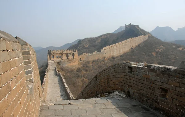 Kínai Nagy Fal Nagy Falnak Része Jinshanling Egy Vad Rész — Stock Fotó