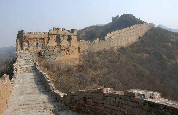 The Great Wall of China. This section of the Great Wall is Jinshanling, a wild part with scenic views. The Great Wall of China near Beijing. Wild Great Wall of China, Jinshanling, Beijing, UNESCO site