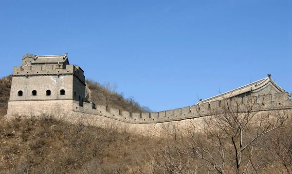 中国の万里の長城 九竜関の万里の長城のこのセクションの風景です 北京の近くの中国の万里の長城 万里の長城 中国語 ユネスコ — ストック写真