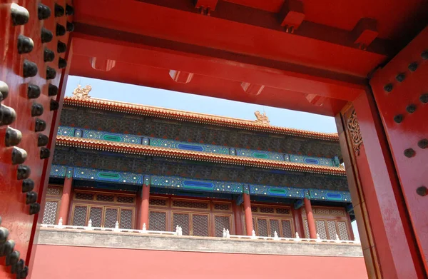 Cidade Proibida Pequim China Olhando Através Portão Dentro Cidade Proibida — Fotografia de Stock
