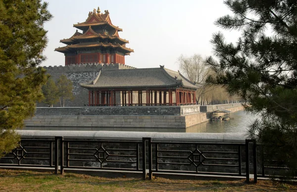 Forbidden City Beijing China Corner Tower Seen Forbidden City Framed — Stock Photo, Image