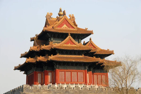 Verbotene Stadt Peking China Ein Eckturm Von Außerhalb Der Verbotenen — Stockfoto