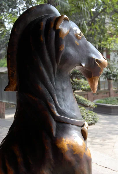 Estatua Bronce Carnero Templo Green Ram Templo Green Goat Chengdu — Foto de Stock