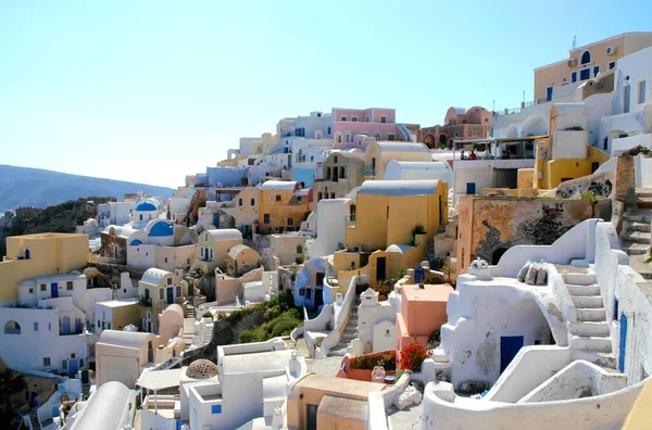 View Oia Santorini Greece Colorful Traditional Houses Santorini Famous Its — Stock Photo, Image