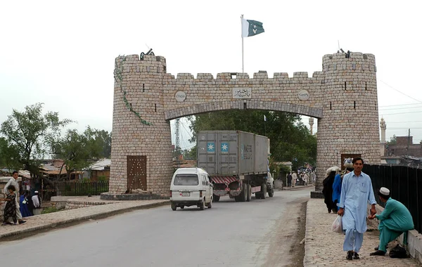 Het Begin Van Khyber Pass Peshawar Khyber Pakhtunkhwa Pakistan Monument — Stockfoto