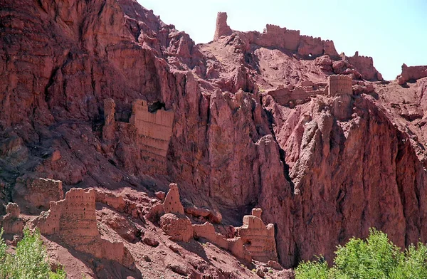 Ruins Shahr Zohak Fortress Top Red Cliffs Bamyan Bamiyan Afghanistan — Stock Photo, Image