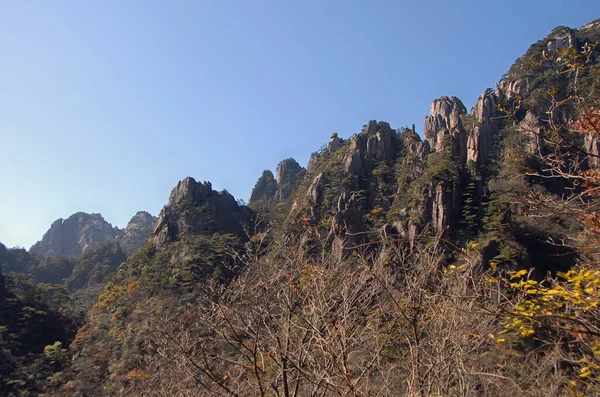 Huangshan Hegy Anhui Tartományban Kínában Kilátás Sziklák Csúcsok Mint Látható — Stock Fotó