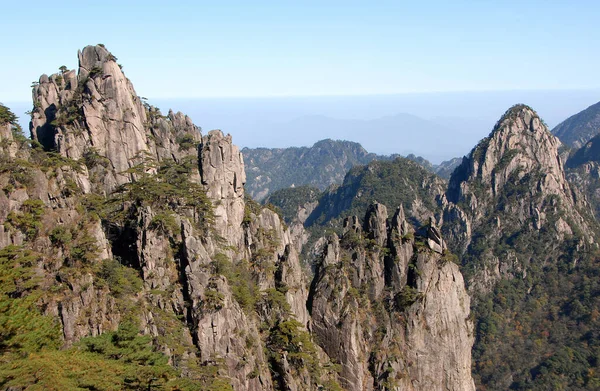 Huangshan Hegy Anhui Tartományban Kínában Gyönyörű Panorámás Hegyi Kilátás Nyílik — Stock Fotó