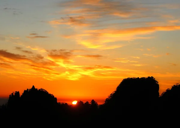 Huangshan Berg Der Provinz Anhui China Sonnenaufgang Über Huangshan Mit — Stockfoto