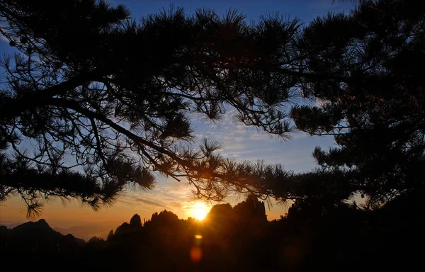 Montaña Huangshan Provincia Anhui China Salida Del Sol Sobre Huangshan — Foto de Stock