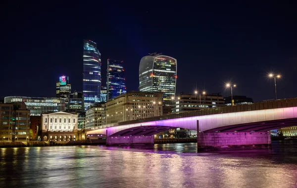 City London View River Thames London Bridge Night Cityscape Skyscrapers — Stock Photo, Image