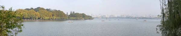 West Lake Hangzhou Ban Zhejiang Tartományban Kínában Panorámás Kilátás Nyílik — Stock Fotó