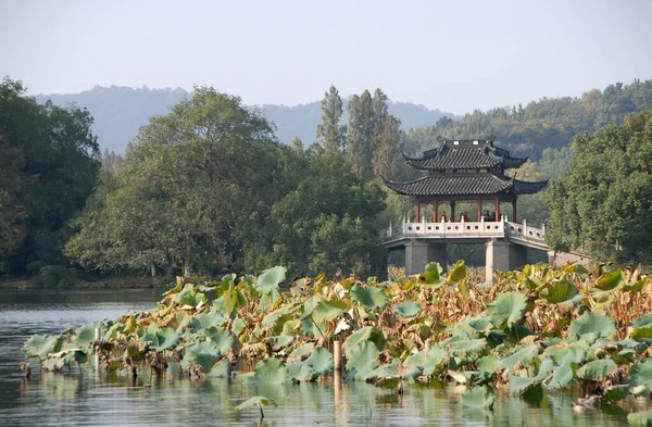 Δυτική Λίμνη Στο Hangzhou Επαρχία Zhejiang Κίνα Γέφυρα Yudai Στη — Φωτογραφία Αρχείου
