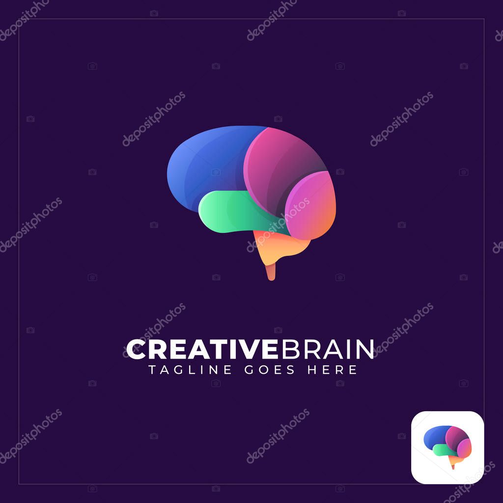 Colorful gradient Brain logo illustration brand identity company branding