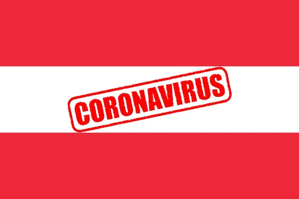 Σφραγίδα Coronavirus Στην Εθνική Σημαία Της Αυστρίας Έννοια Του Coronavirus — Φωτογραφία Αρχείου