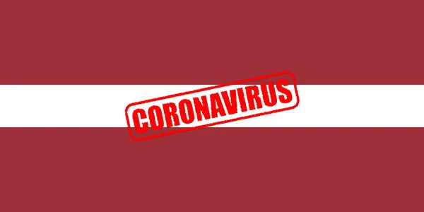 Timbre Coronavirus Sur Drapeau National Lettonie Concept Coronavirus — Photo