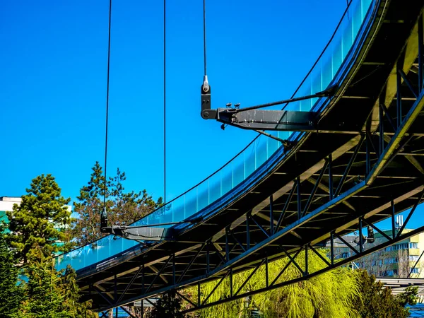 Hängbro Drumul Taberei Park Bukarest Bryggan Moghioros Park Solig Dag — Stockfoto