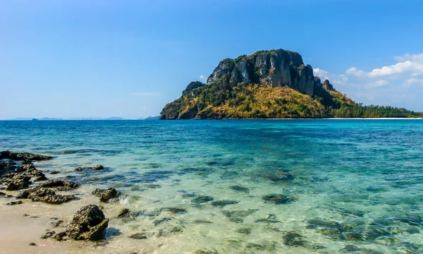 Belle Île Krabi Thaïlande Eau Turquoise Claire Avec Une Île — Photo