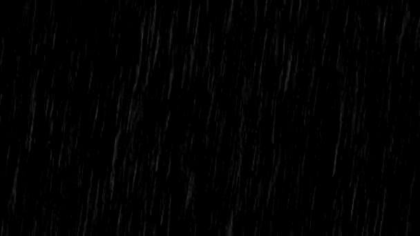 Краплі Дощу Падають Анімацією Чорний Екран Анімація Дощу — стокове відео