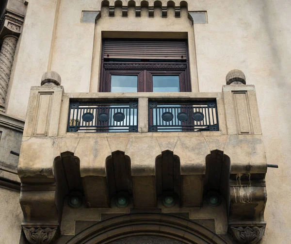 Detale Architektoniczne Balkonu Rumuńska Architektura Starym Mieście — Zdjęcie stockowe