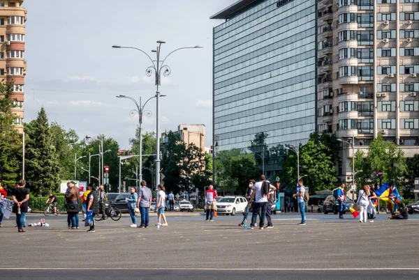 Bucharest Romania 2020 People Front Romanian Government Victory Square Protesting — Stock Photo, Image