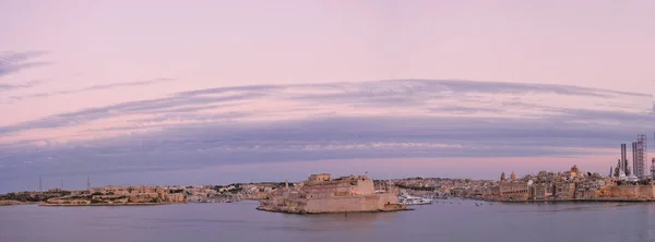 Fort Angelo Naplementekor Grand Harbor Vittoriosa Naplementekor Málta — Stock Fotó