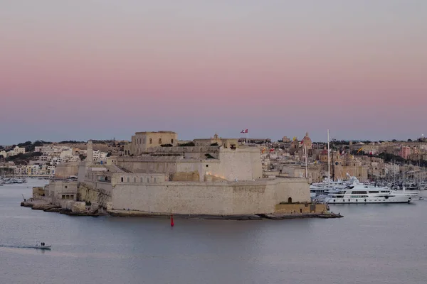 Fort Angelo Sunset Grand Harbor Vittoriosa Sunset Malta — Stock Photo, Image