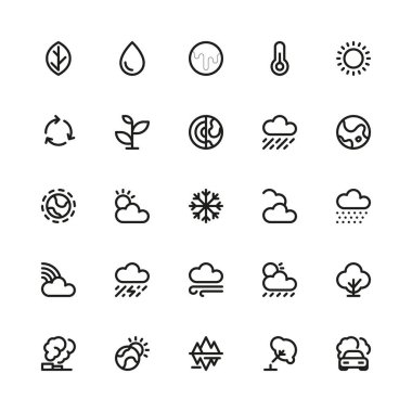go green & global warming icon pack, outline style version