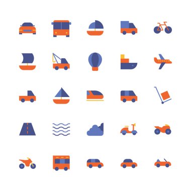 Araç ve ulaşım simgesi. düz renk versiyonu