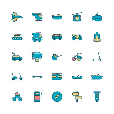 Araç ve ulaşım simgesi. doldurulmuş özet biçimi