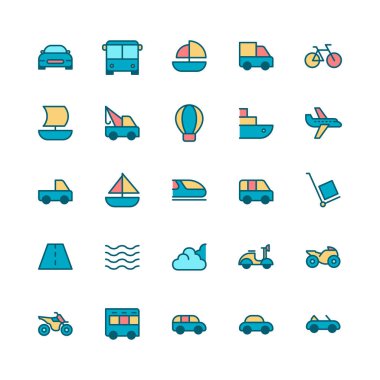 Araç ve ulaşım simgesi. doldurulmuş özet biçimi