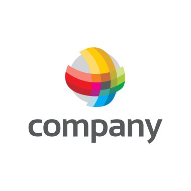 Gökkuşağı çizgileri oluşturan küre logosu artı sembol, vektör tasarımı, tam olarak düzenlenebilir