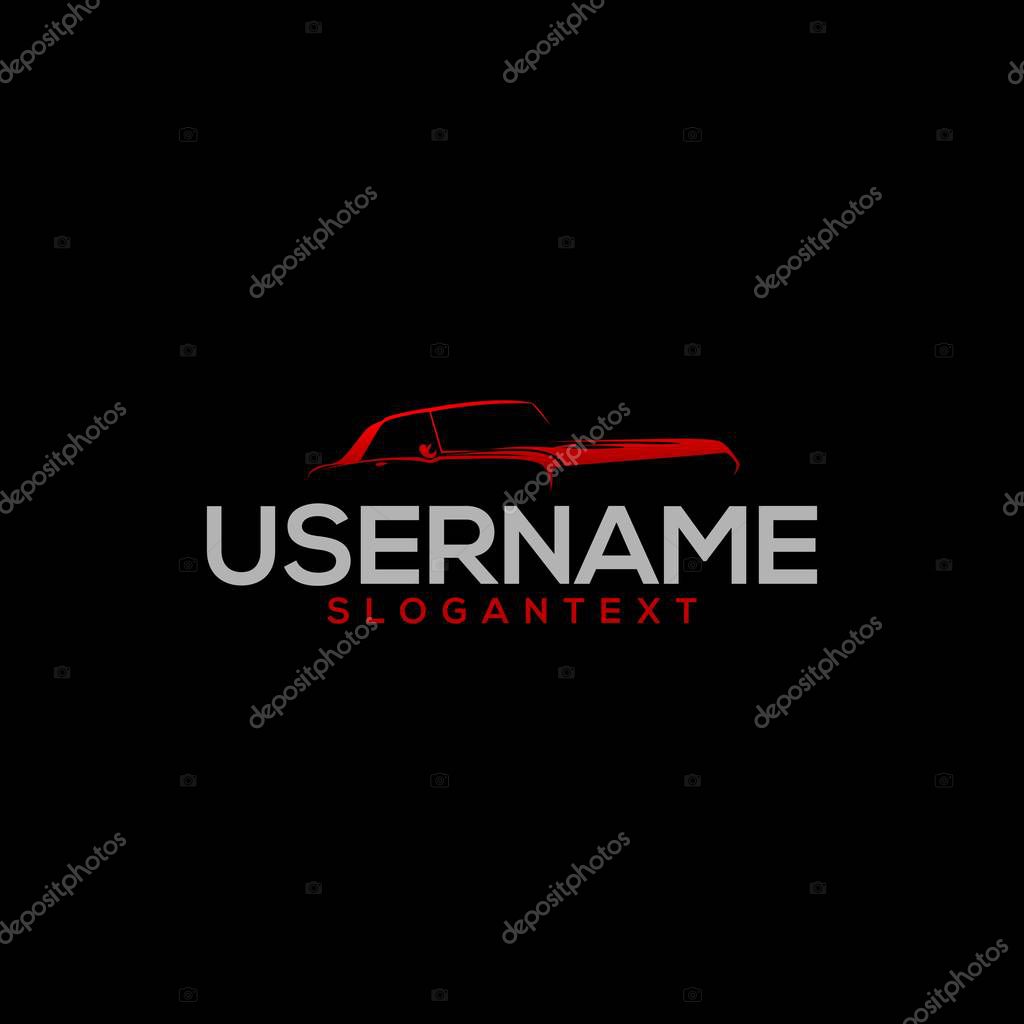 Car line modern logo design black backgroun vector