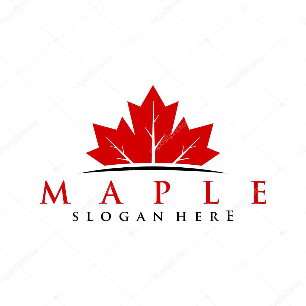Maple red logo design vector