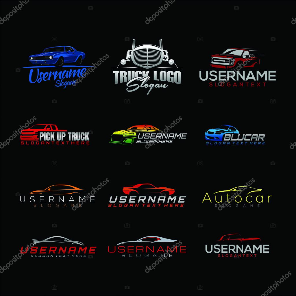 Set car logo speed fast sport logo design vector