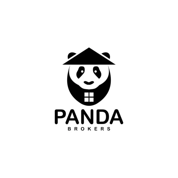 Panda Tête Logo Design Vecteur — Image vectorielle