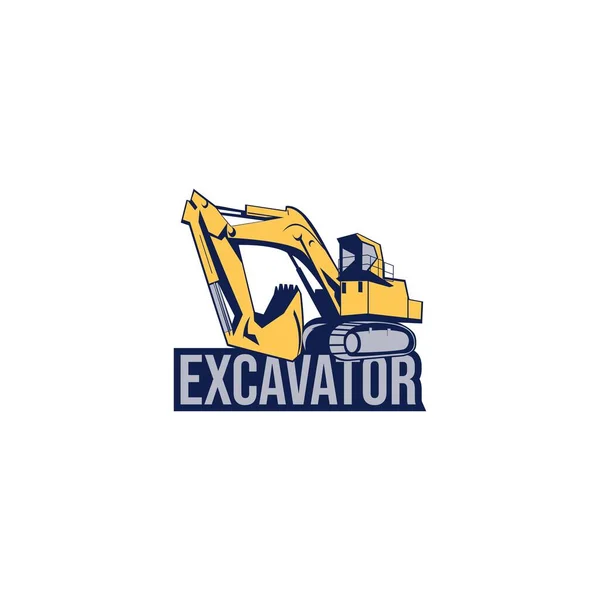 Excavadora Movimiento Tierras Logo Diseño Concepto Vector — Vector de stock
